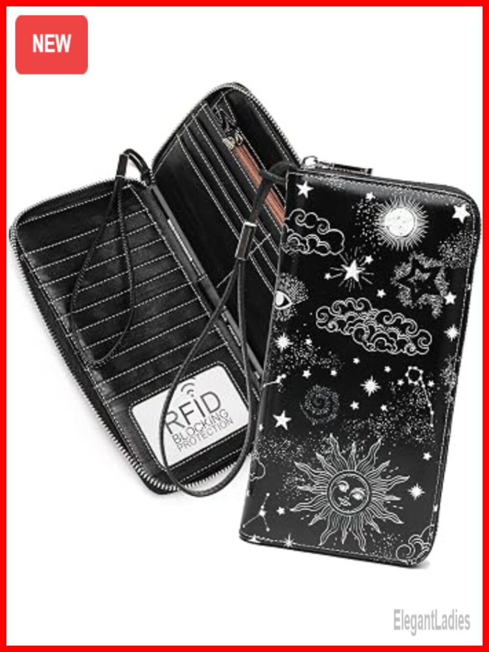 RFID Blocking Large Wristlet Wallet with 21 Card Slots Zip Around Clutch